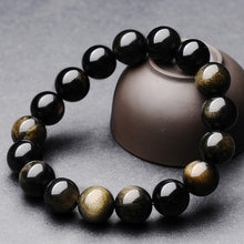 Lade das Bild in den Galerie-Viewer, Goldener Obsidian Armband Edelsteine
