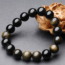 Lade das Bild in den Galerie-Viewer, Goldener Obsidian Armband Edelsteine
