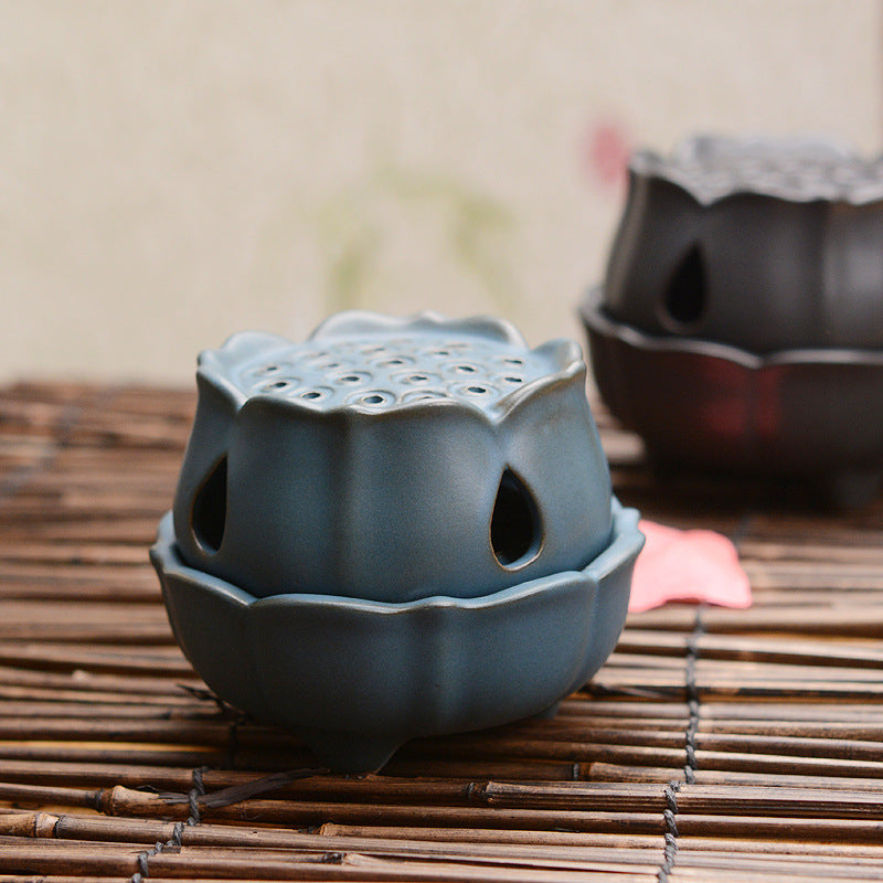 Keramik Räucherbox für Räucherspirale, Räucherkegel Blau