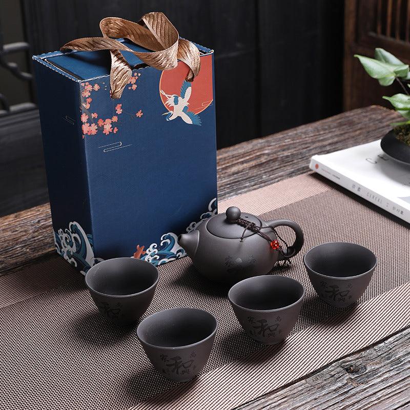 Teeset mit Teekanne Braun Geschenkset Teeschale - SHUAIVIBES