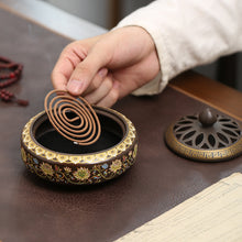 Lade das Bild in den Galerie-Viewer, Keramik Räucherbox für Räucherspiral, Räucherkegel Braun
