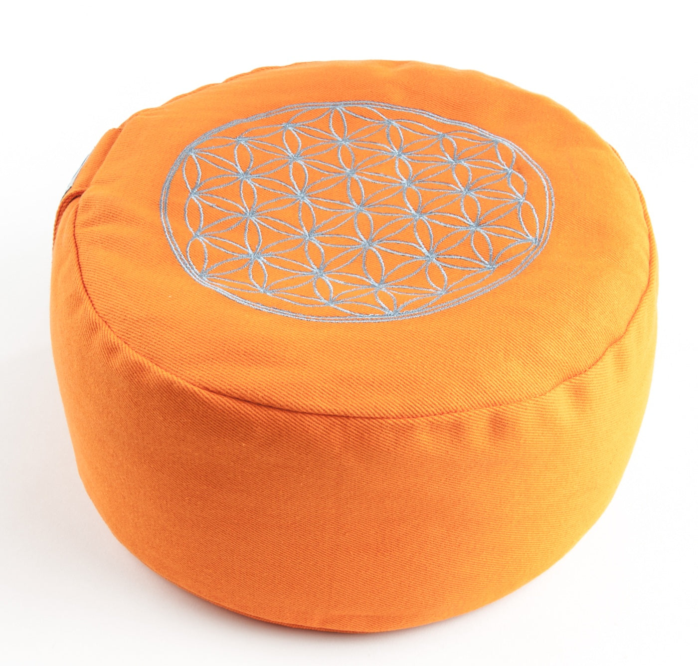 Blume des Lebens Meditationskissen orange mit Buchweizen gefüllt 30 x 15 cm