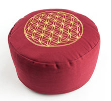 Lade das Bild in den Galerie-Viewer, Blume des Lebens Meditationskissen rot mit Buchweizen gefüllt 30 x 15 cm
