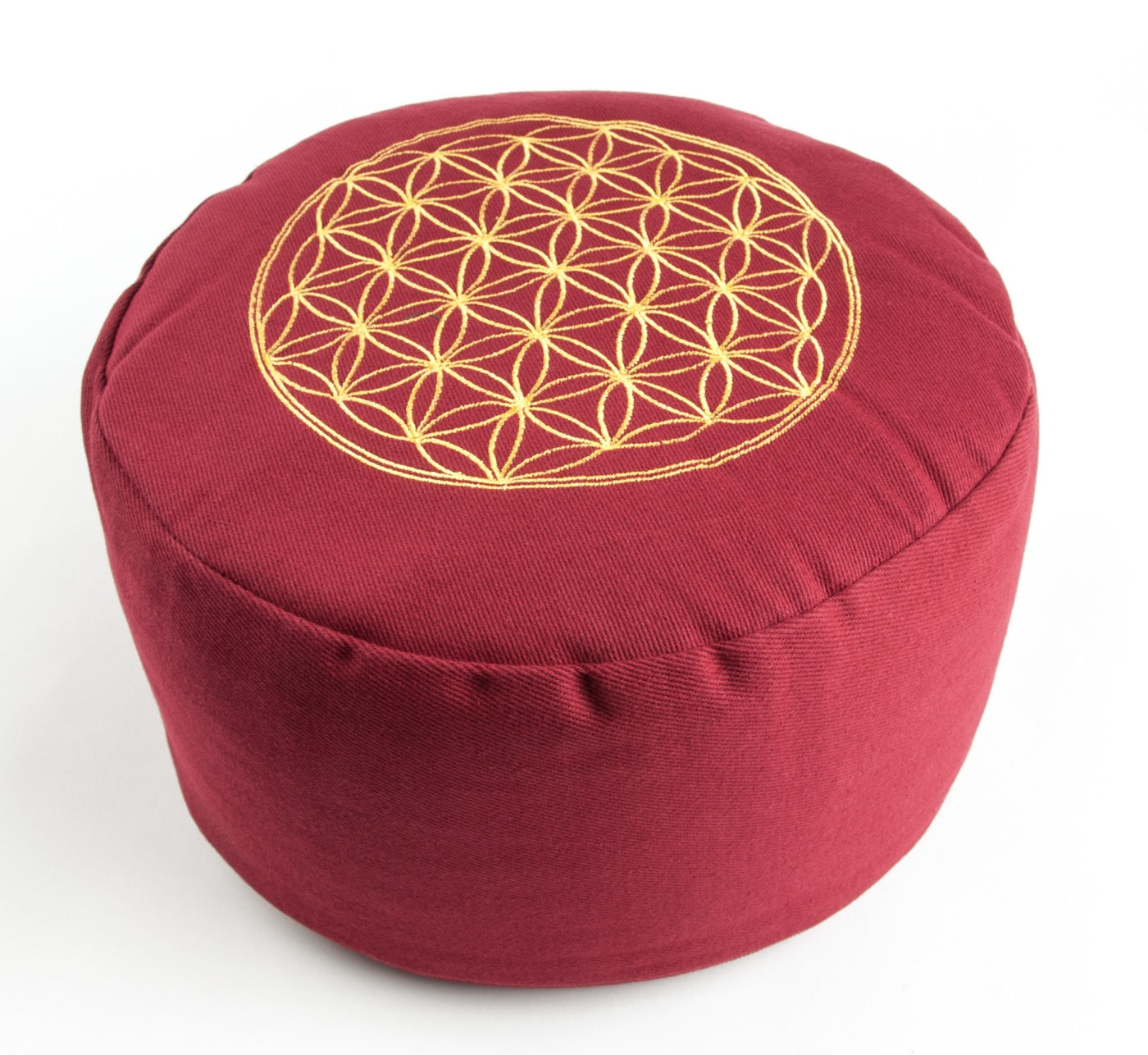 Blume des Lebens Meditationskissen rot mit Buchweizen gefüllt 30 x 15 cm
