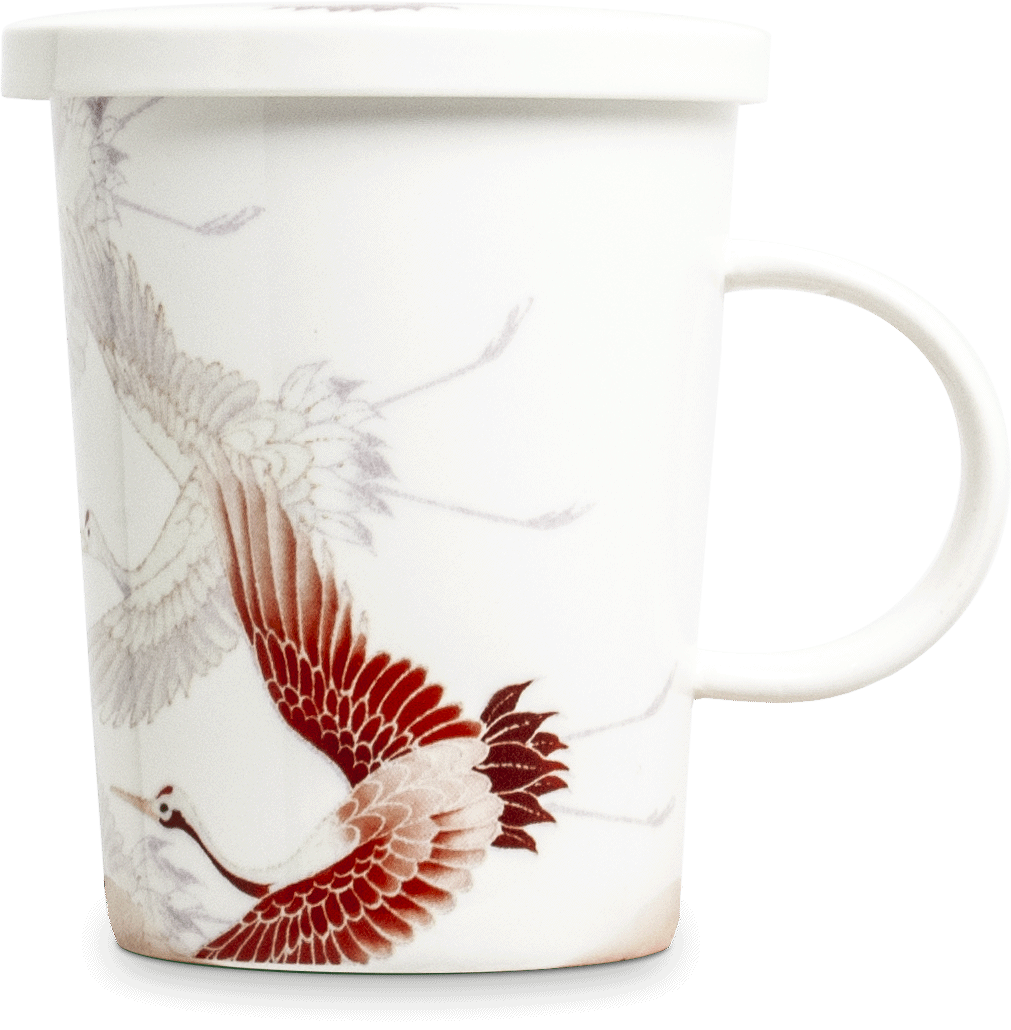 Teebecher mit Filter, Kranich